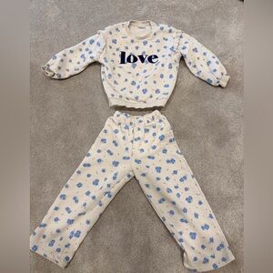 Kids Blue Floral Sweat Suit Set